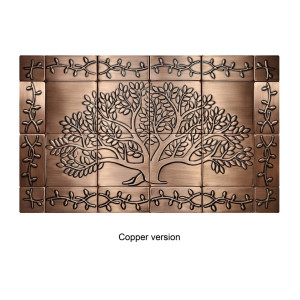 Carreaux muraux en cuivre - arbre de vie en cuivre avec ornements
