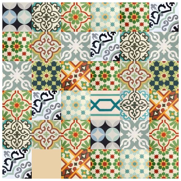 Patchwork płytki cementowe - odcienie zielonego