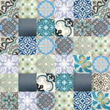 Patchwork płytki cementowe - odcienie niebieskiego